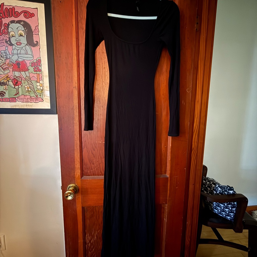 SKIMS Black Long Sleeve Dress